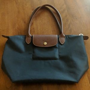 Longchamp Le Pliage M, Gunmetal, EUC